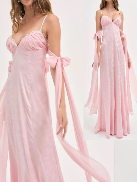 For Love And Lemons Dresses & Skirts - NEW $489 FOR LOVE AND LEMONS SHEILA PINK JACQUARD MAXI DRESS SIZE M